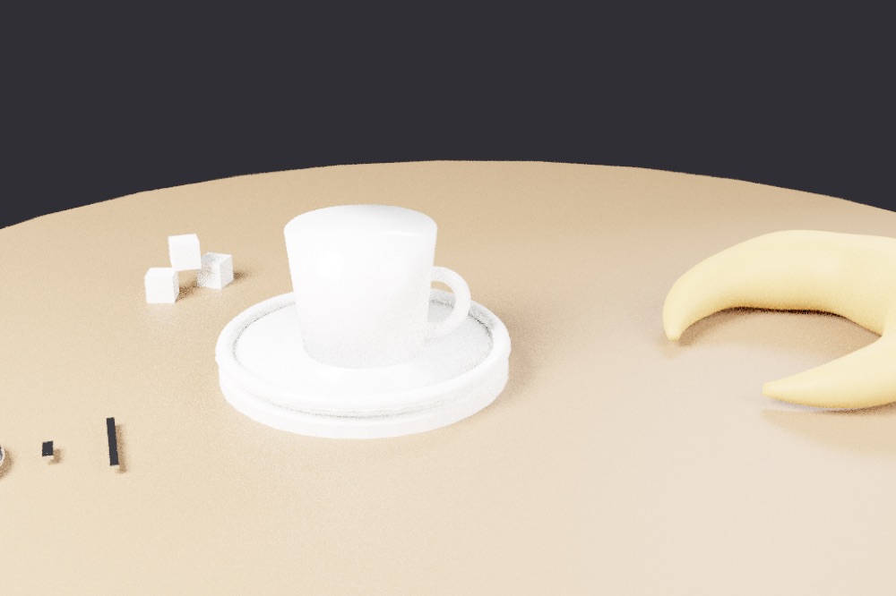 Café table from primitives, by DeepSeek 4.1 Flash, the render after round 1