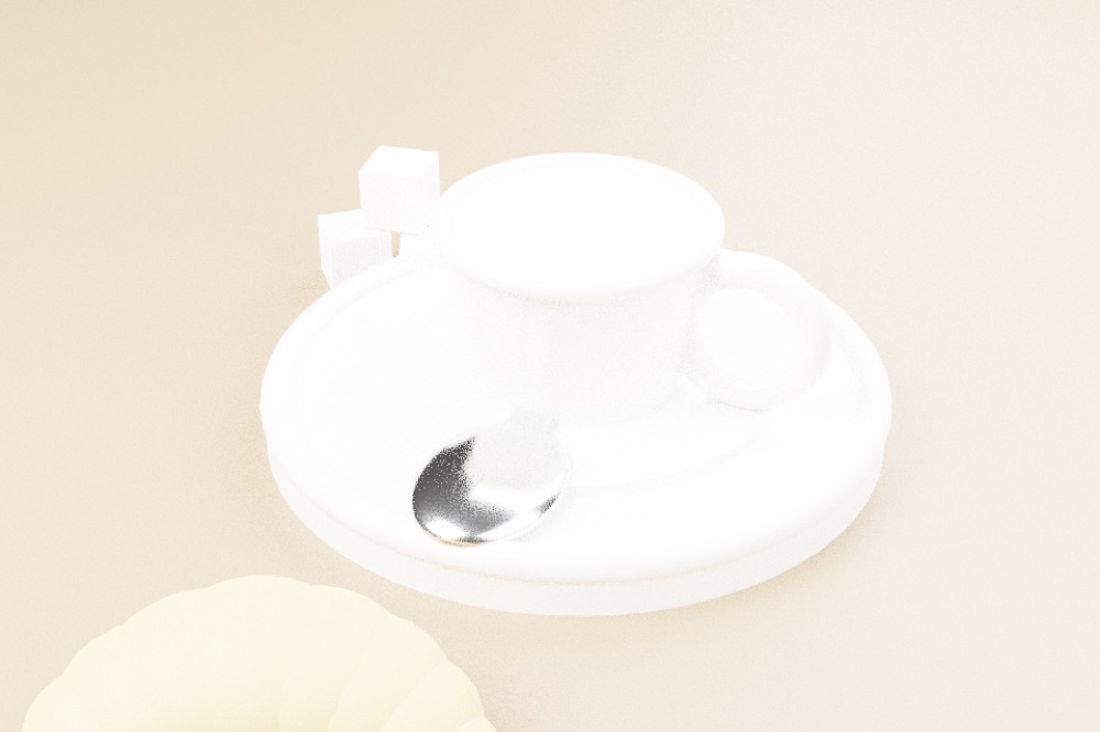 Café table from primitives, by DeepSeek 4.1 Flash, the render after round 1
